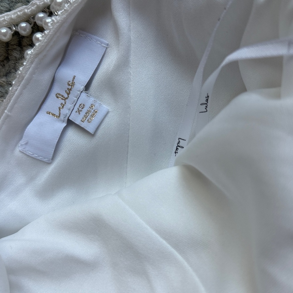 NEW Lulu’s Ready For Forever White Satin Pearl Tie-Back Maxi Dress - Picture 9 of 9